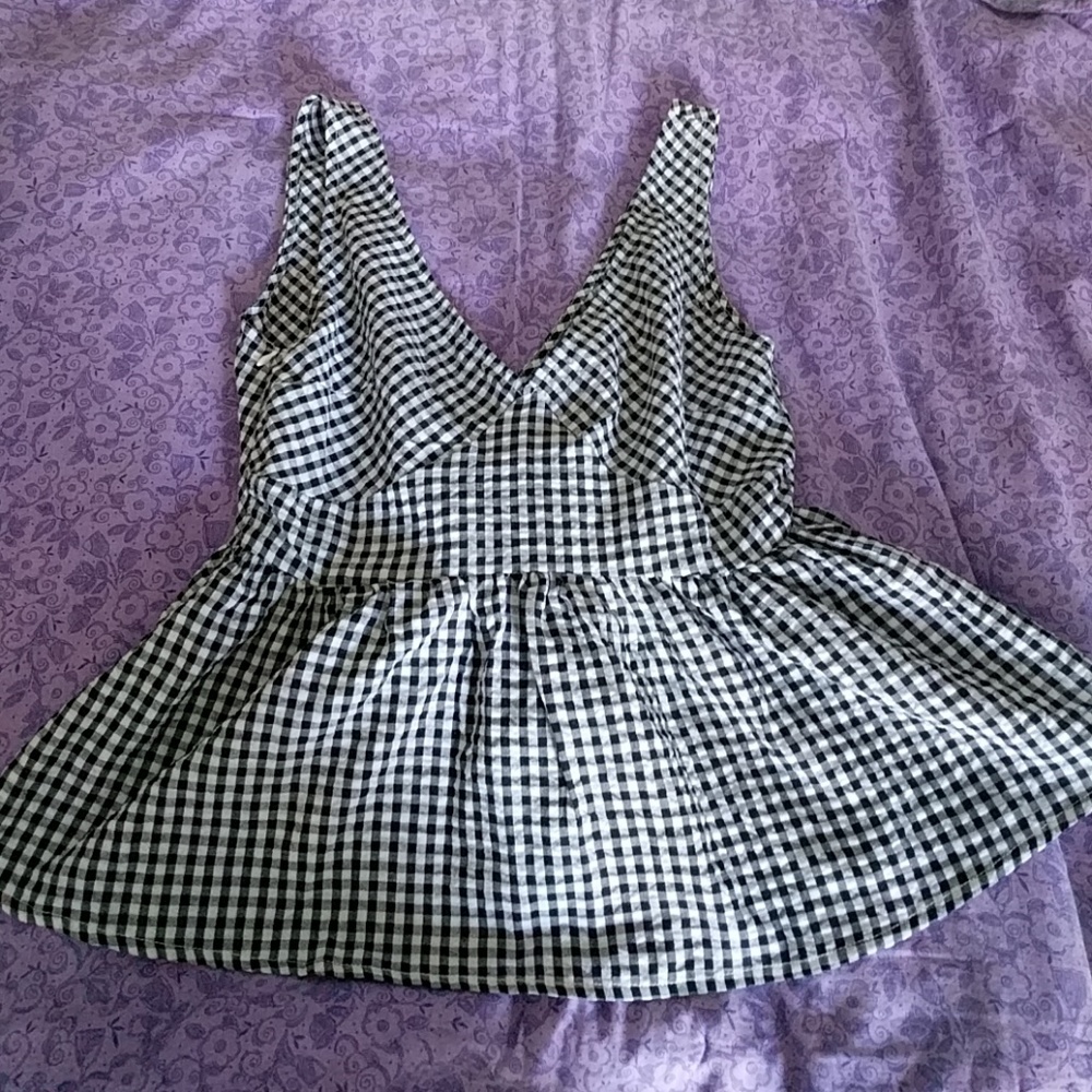 Gingham Peplum Top